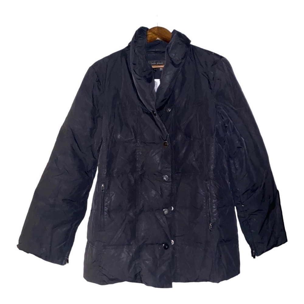 Zara Quilted Puffer Jacket Water Resistant Full Zip Down Black Gorpcore